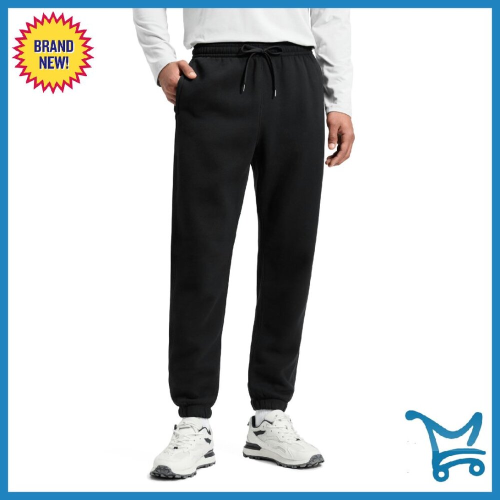 Men's Cotton Fleece Lined Sweatpants 30" Inseam Zipper Pockets